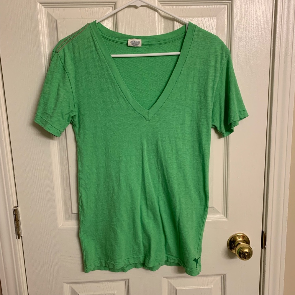 Size S Victoria’s Secret Pink Lime Green Vneck